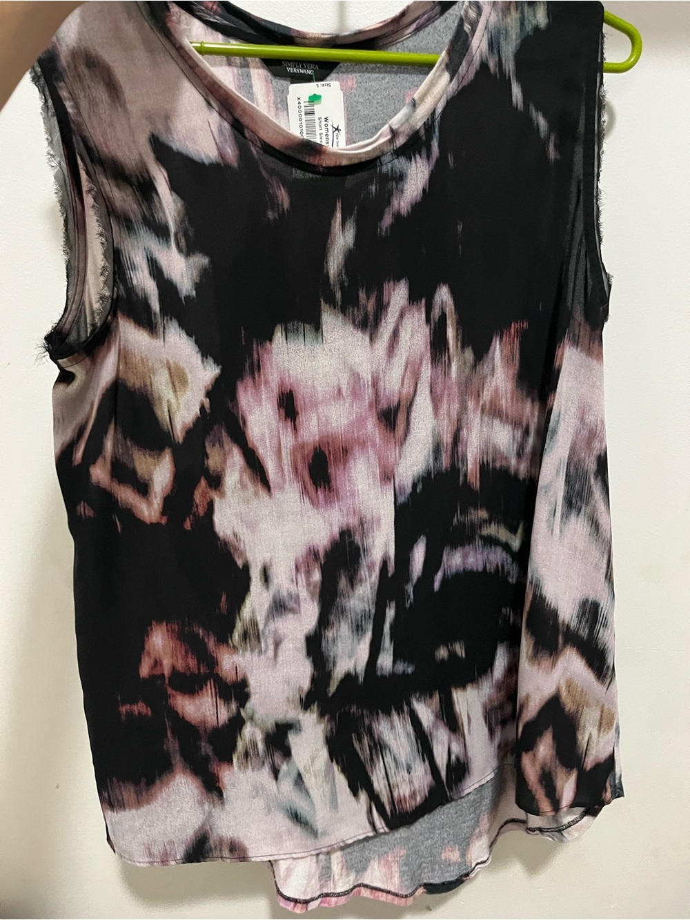 Simply Vera Vera Wang Black & Pink Abstract Tie-Dye Tank